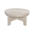 Table basse avec dessus de tambour en bois de manguier de 32 pouces, blanc lavé classique