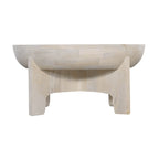 Table basse avec dessus de tambour en bois de manguier de 32 pouces, blanc lavé classique