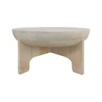 Table basse avec dessus de tambour en bois de manguier de 32 pouces, blanc lavé classique