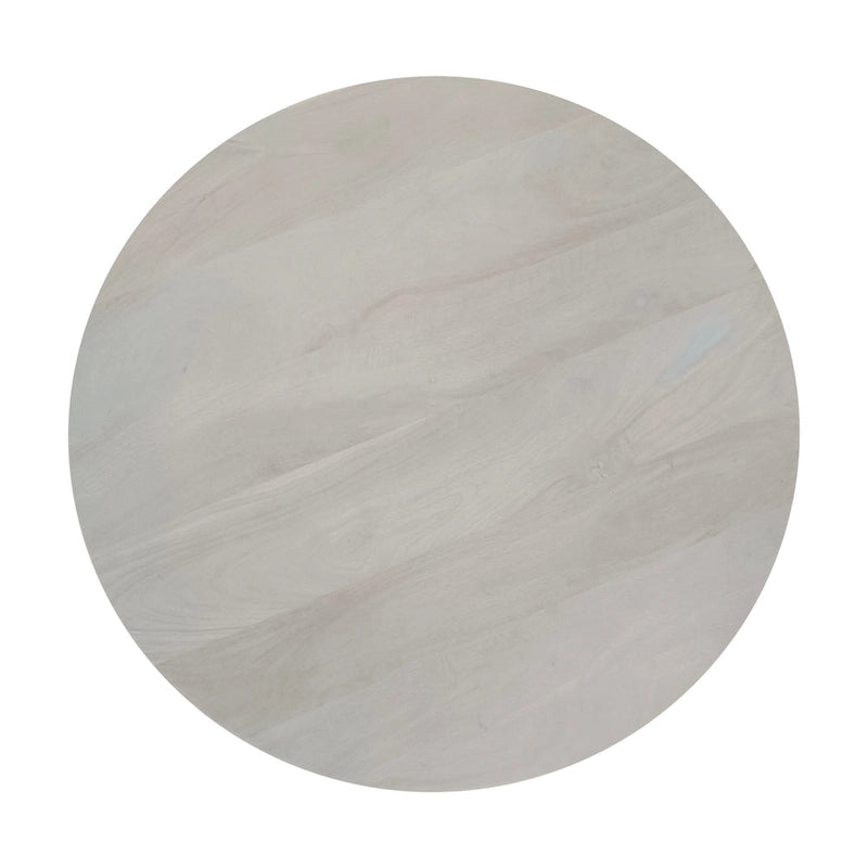 Table basse avec dessus de tambour en bois de manguier de 32 pouces, blanc lavé classique