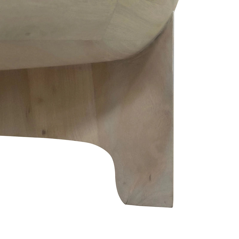 Table basse avec dessus de tambour en bois de manguier de 32 pouces, blanc lavé classique