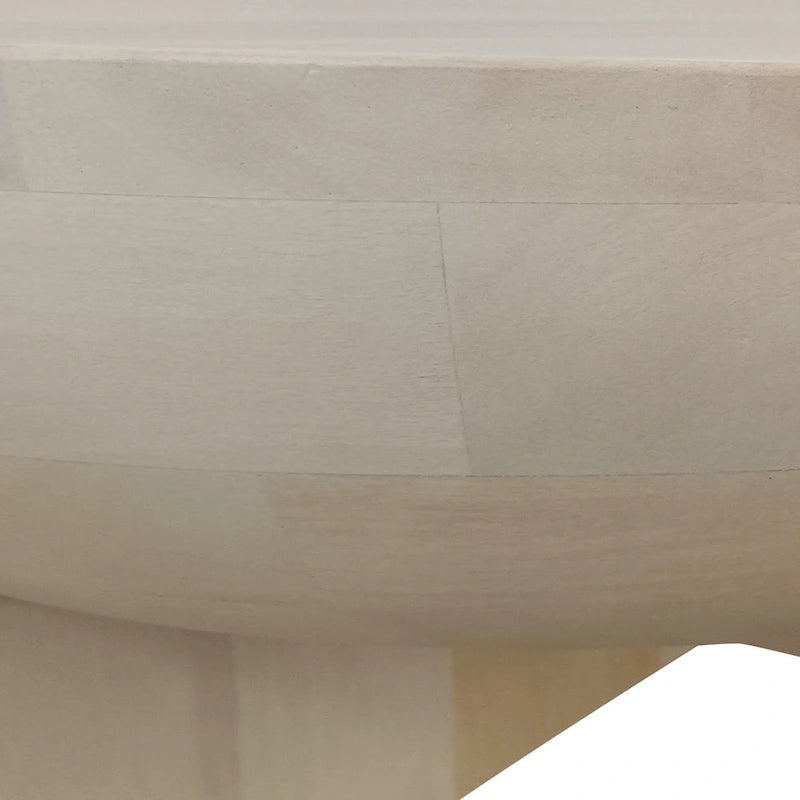 Table basse avec dessus de tambour en bois de manguier de 32 pouces, blanc lavé classique