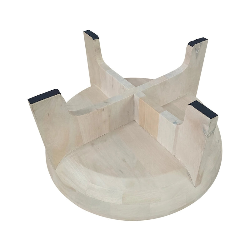 Table basse avec dessus de tambour en bois de manguier de 32 pouces, blanc lavé classique