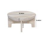 Table basse avec dessus de tambour en bois de manguier de 32 pouces, blanc lavé classique