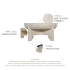 Table basse avec dessus de tambour en bois de manguier de 32 pouces, blanc lavé classique