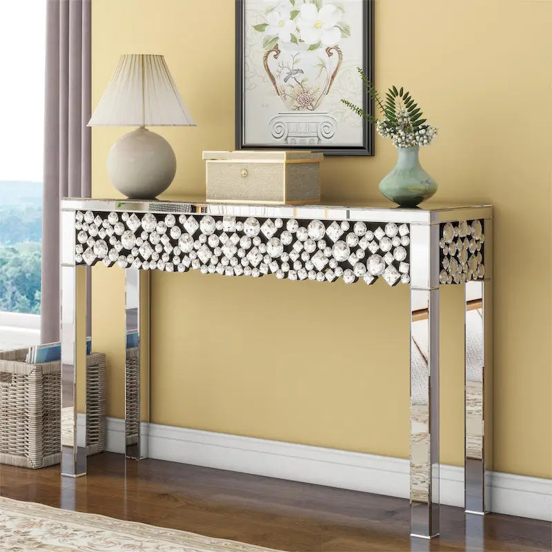 Console Glamour avec Cadre en Cristal