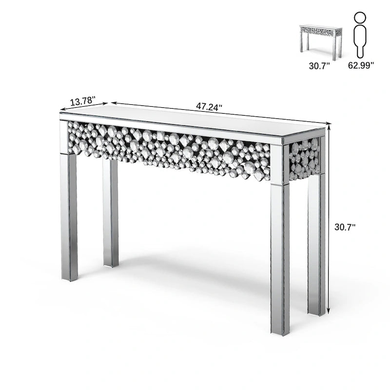 Console Glamour avec Cadre en Cristal