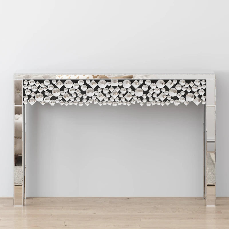 Console Glamour avec Cadre en Cristal