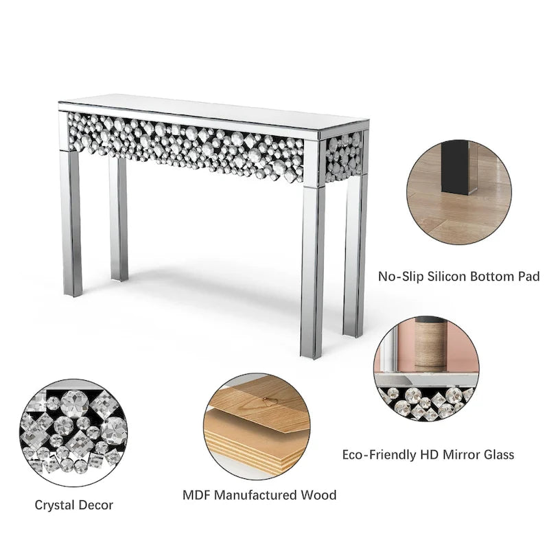 Console Glamour avec Cadre en Cristal