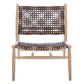 Fauteuil d'appoint carré en cuir tressé ajouré