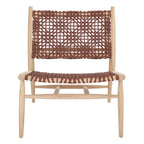 Fauteuil d'appoint carré en cuir tressé ajouré