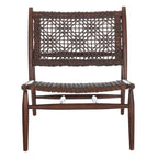 Fauteuil d'appoint carré en cuir tressé ajouré