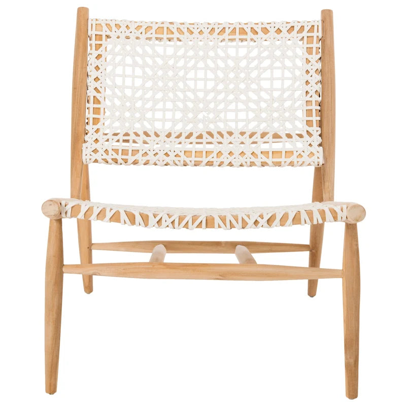 Fauteuil d'appoint carré en cuir tressé ajouré