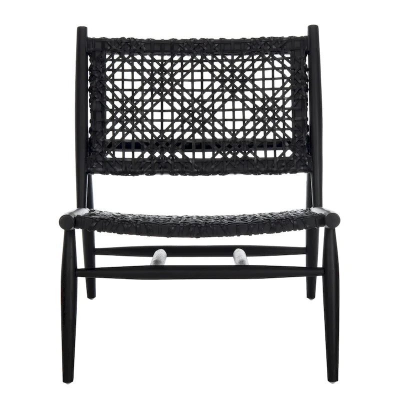 Fauteuil d'appoint carré en cuir tressé ajouré
