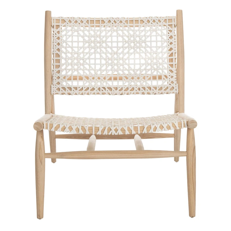 Fauteuil d'appoint carré en cuir tressé ajouré