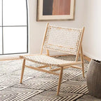 Fauteuil d'appoint carré en cuir tressé ajouré