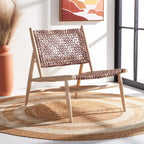 Fauteuil d'appoint carré en cuir tressé ajouré