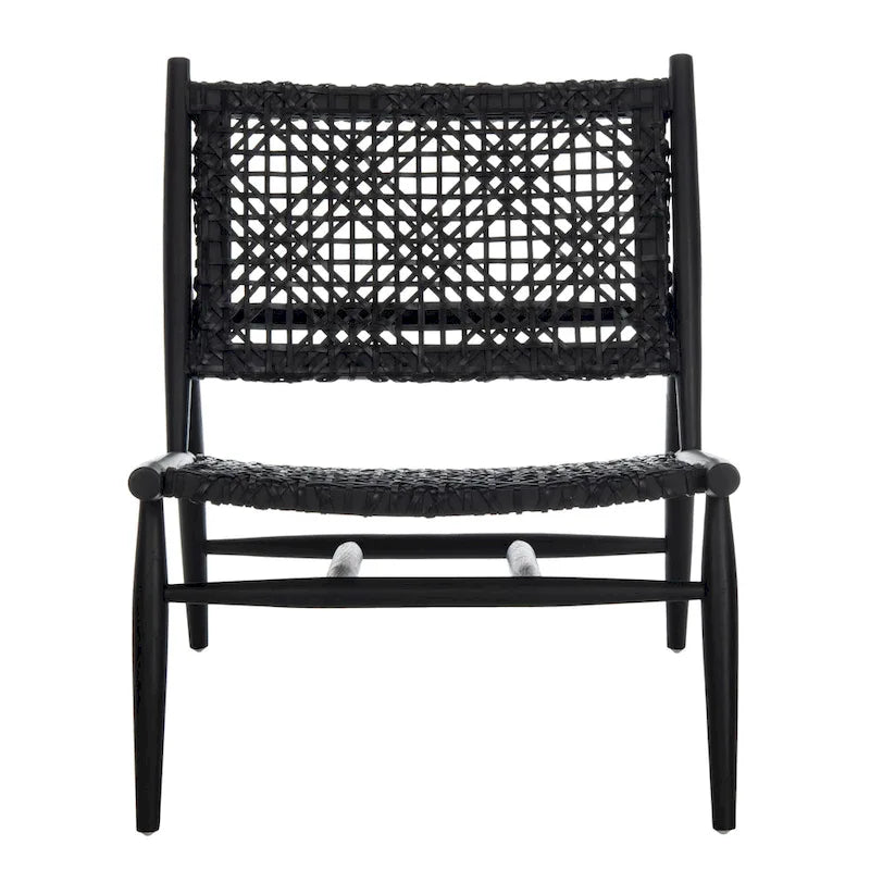 Fauteuil d'appoint carré en cuir tressé ajouré
