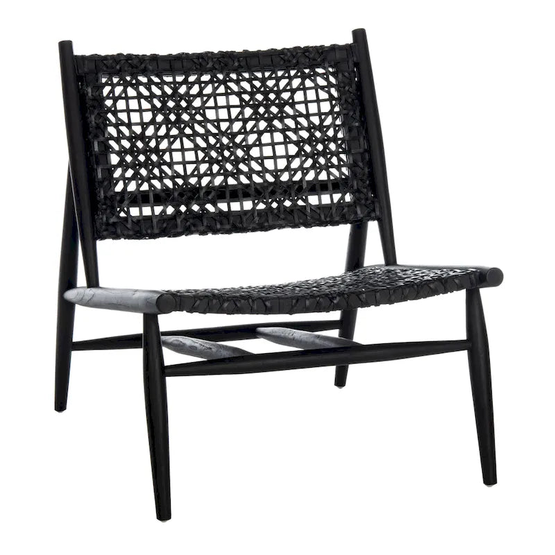 Fauteuil d'appoint carré en cuir tressé ajouré