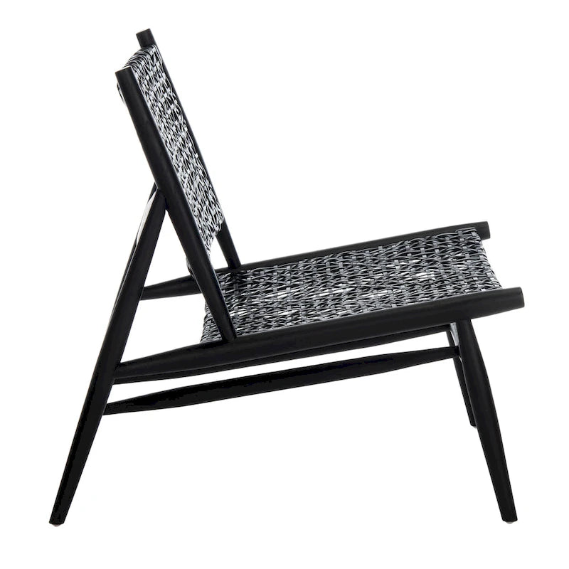 Fauteuil d'appoint carré en cuir tressé ajouré
