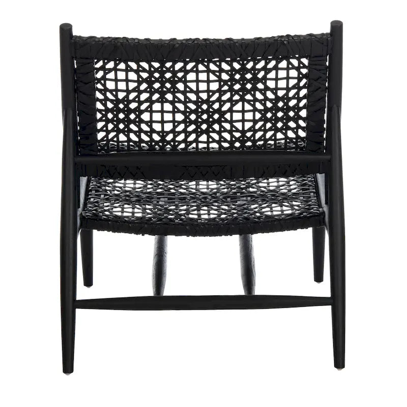 Fauteuil d'appoint carré en cuir tressé ajouré