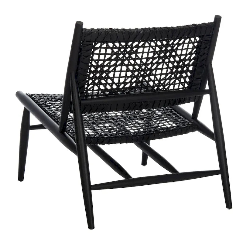 Fauteuil d'appoint carré en cuir tressé ajouré