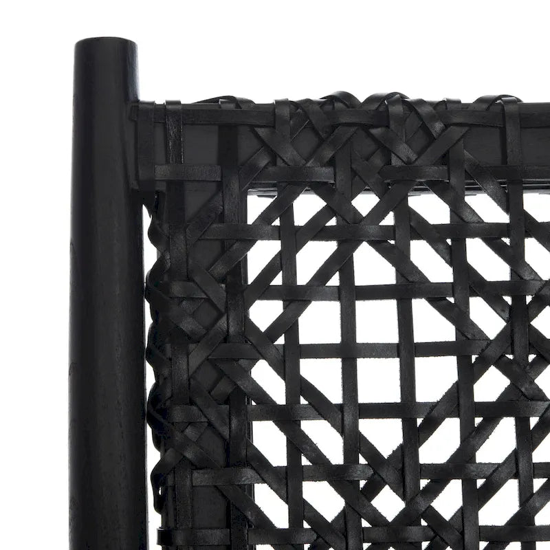 Fauteuil d'appoint carré en cuir tressé ajouré