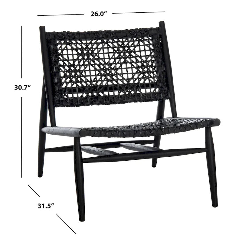 Fauteuil d'appoint carré en cuir tressé ajouré