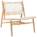Fauteuil d'appoint carré en cuir tressé ajouré