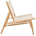 Fauteuil d'appoint carré en cuir tressé ajouré