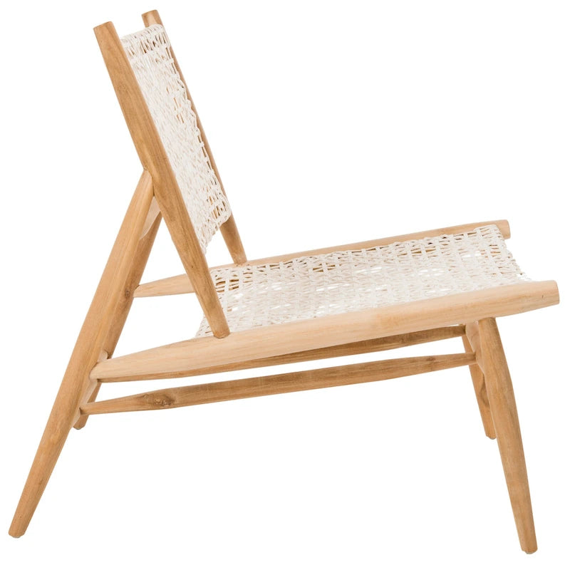 Fauteuil d'appoint carré en cuir tressé ajouré