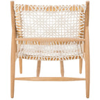 Fauteuil d'appoint carré en cuir tressé ajouré