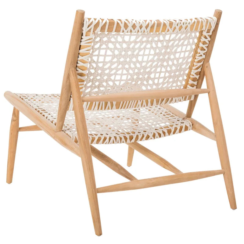 Fauteuil d'appoint carré en cuir tressé ajouré