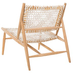 Fauteuil d'appoint carré en cuir tressé ajouré
