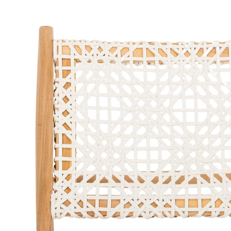 Fauteuil d'appoint carré en cuir tressé ajouré