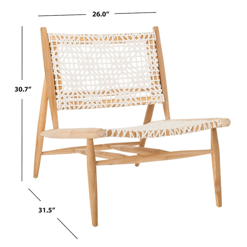 Fauteuil d'appoint carré en cuir tressé ajouré