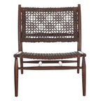 Fauteuil d'appoint carré en cuir tressé ajouré