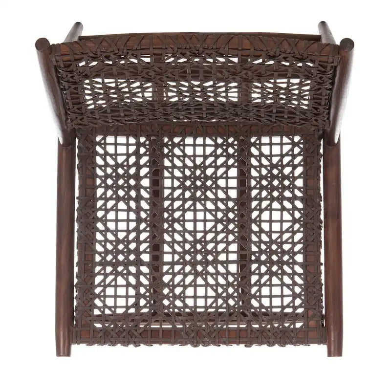 Fauteuil d'appoint carré en cuir tressé ajouré