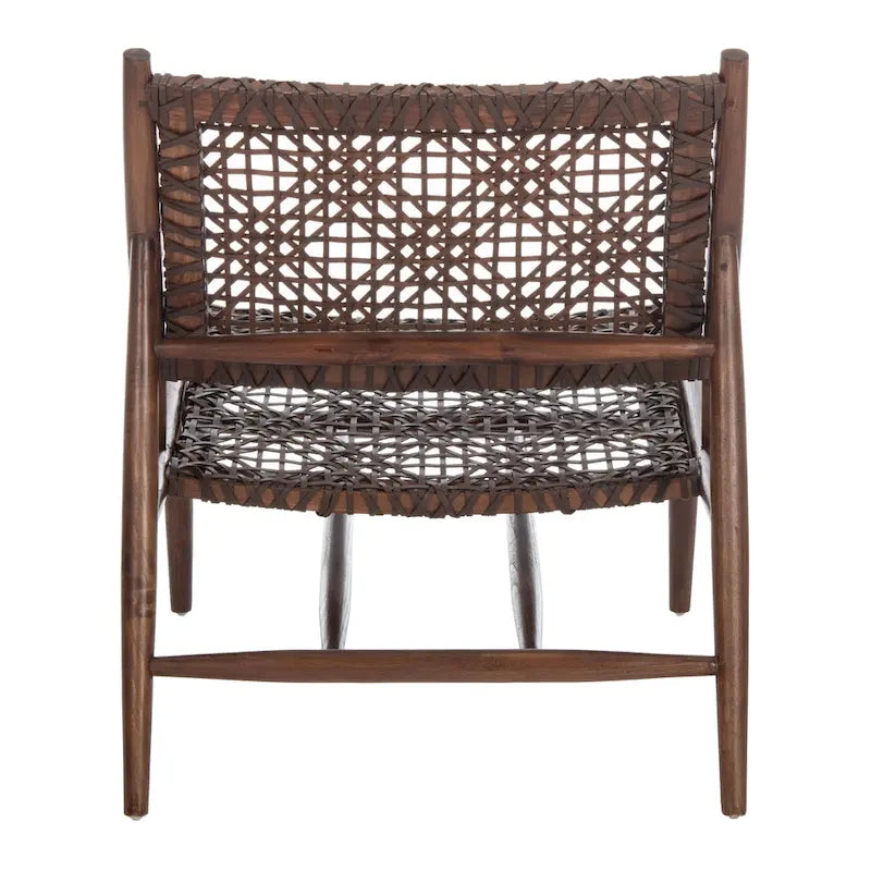 Fauteuil d'appoint carré en cuir tressé ajouré