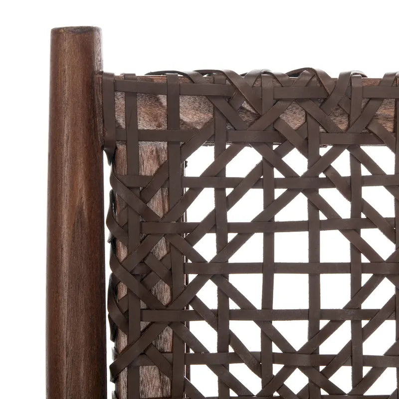 Fauteuil d'appoint carré en cuir tressé ajouré