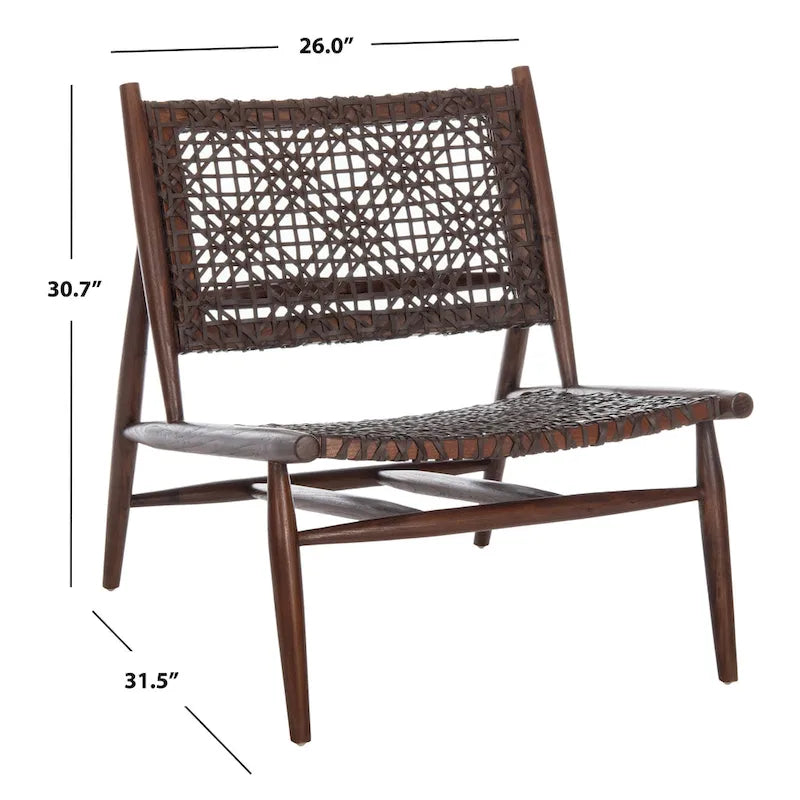 Fauteuil d'appoint carré en cuir tressé ajouré