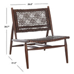 Fauteuil d'appoint carré en cuir tressé ajouré