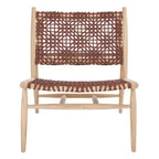 Fauteuil d'appoint carré en cuir tressé ajouré