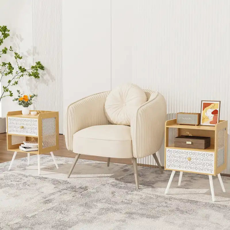 Table de chevet en bois avec pieds en métal