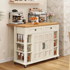 Moasis Rolling Kitchen Island with Storage & Drawers