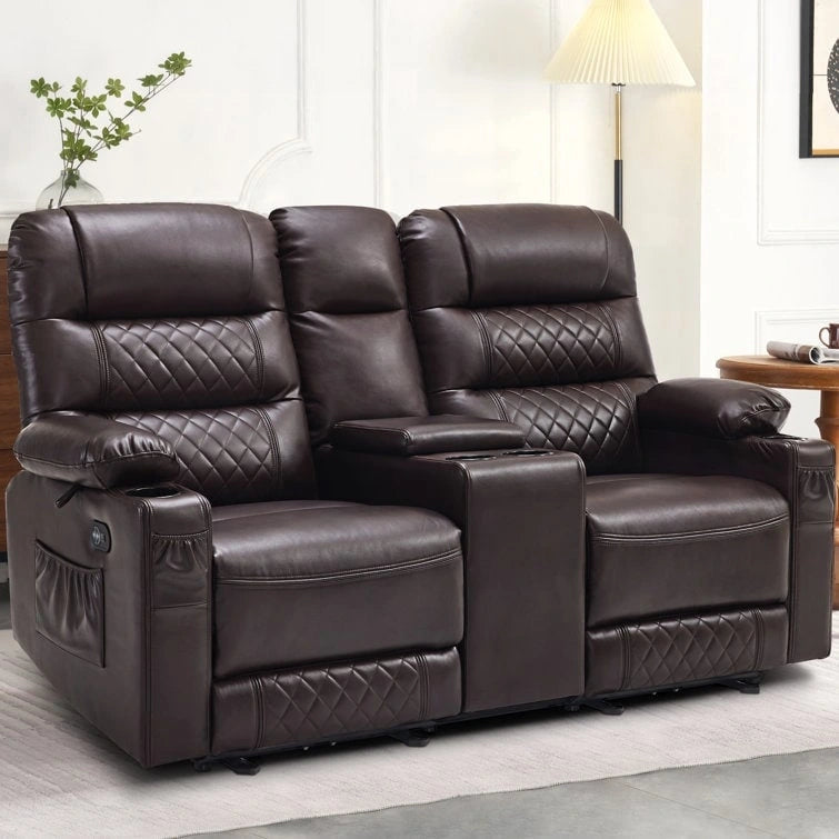 Fauteuil inclinable électrique biplace avec chauffage, vibration et ports USB