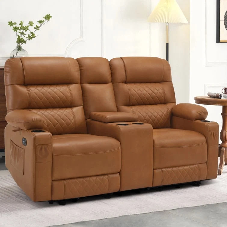 Fauteuil inclinable électrique biplace avec chauffage, vibration et ports USB