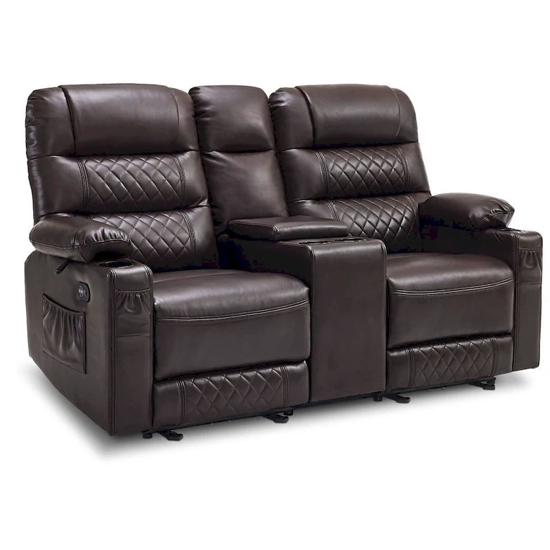 Fauteuil inclinable électrique biplace avec chauffage, vibration et ports USB