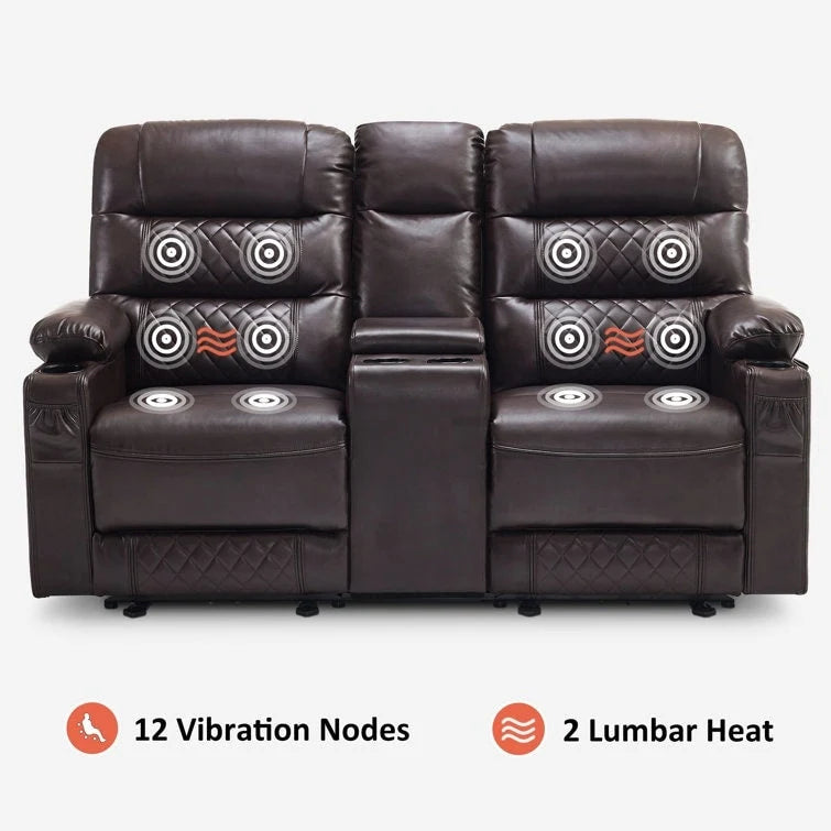 Fauteuil inclinable électrique biplace avec chauffage, vibration et ports USB