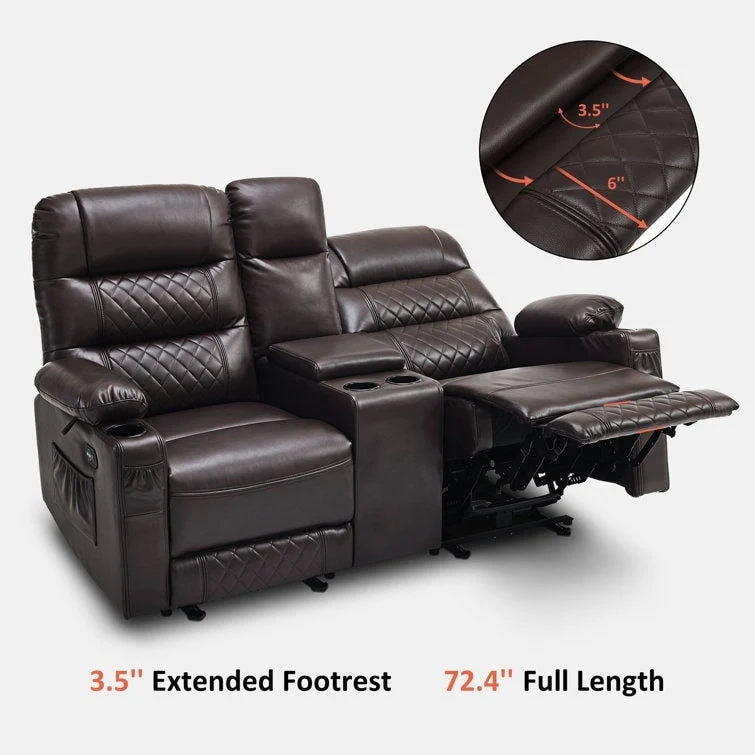 Fauteuil inclinable électrique biplace avec chauffage, vibration et ports USB